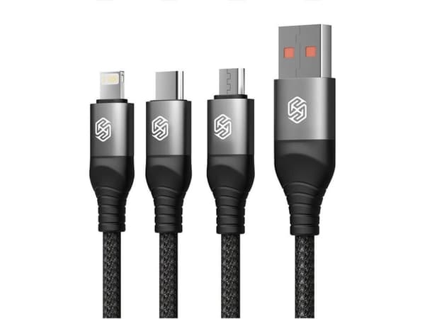 Nillkin USB-kabel NILLKIN SWIFT PRO 3in1 4,4A 1,5M, SVART / SVART