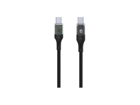 Korjattu Korjattu | USB-C/USB-C-kaapeli näytöllä, PD-tuki, 1,2m, USB 2.0, 100W | FIXDD-CC12-BK