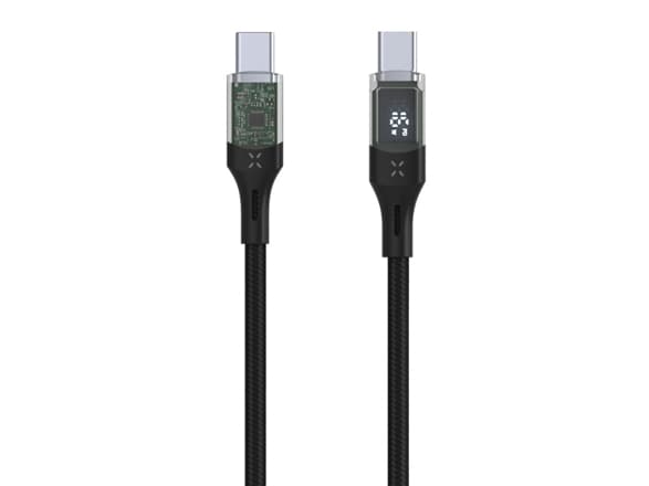 Korjattu Korjattu | USB-C/USB-C-kaapeli näytöllä, PD-tuki, 1,2m, USB 2.0, 100W | FIXDD-CC12-BK