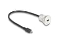 Miniatyrbild 4 av 4: Delock - USB-förlängningskabel - mikro-USB typ B (hane) till mikro-USB typ B (hona) kan monteras på panel - 30 cm - M22-gänga - svart, silver
