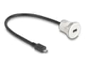 Miniatyrbild 2 av 4: Delock - USB-förlängningskabel - mikro-USB typ B (hane) till mikro-USB typ B (hona) kan monteras på panel - 30 cm - M22-gänga - svart, silver