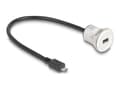 Miniatyrbild 1 av 4: Delock - USB-förlängningskabel - mikro-USB typ B (hane) till mikro-USB typ B (hona) kan monteras på panel - 30 cm - M22-gänga - svart, silver