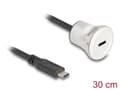 Miniatyrbild 3 av 4: Delock - USB-förlängningskabel - 24 pin USB-C (hane) till 24 pin USB-C (hona) kan monteras på panel - 30 cm - M22-gänga - svart, silver