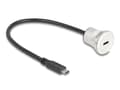 Miniatyrbild 2 av 4: Delock - USB-förlängningskabel - 24 pin USB-C (hane) till 24 pin USB-C (hona) kan monteras på panel - 30 cm - M22-gänga - svart, silver