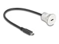 Miniatyrbild 1 av 4: Delock - USB-förlängningskabel - 24 pin USB-C (hane) till 24 pin USB-C (hona) kan monteras på panel - 30 cm - M22-gänga - svart, silver
