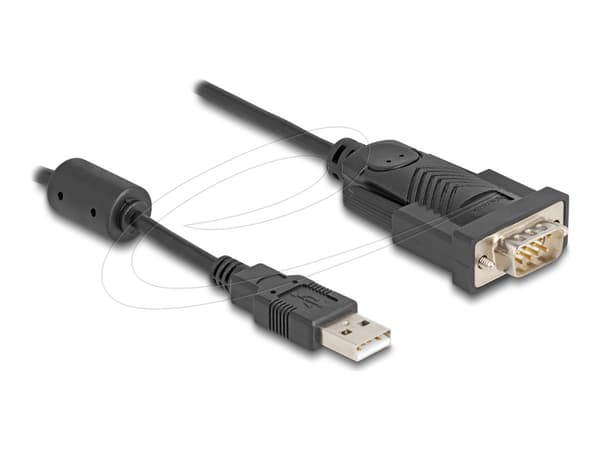 Delock - USB / seriell kabel - USB (hane) till DB-9 (hane) skruvbar - 25 cm - up to 460.8 Kbps data transfer rate - svart