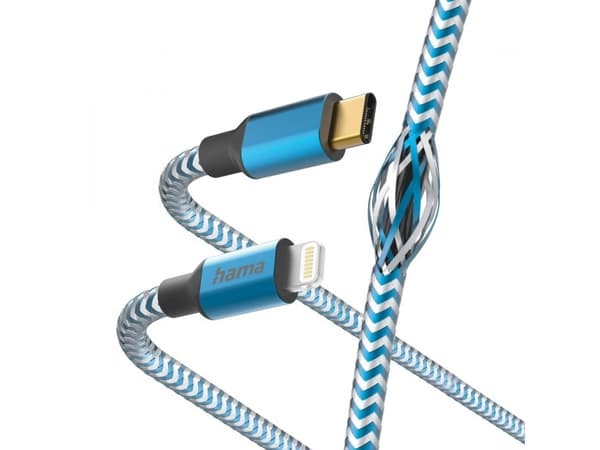 Hama Reflective, 1,5 m, Lightning, USB C, Hankjønn, Hankjønn, Blå