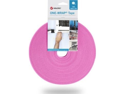 Borrelås VELCRO One Wrap tape 25 mm, rosa, 25 m