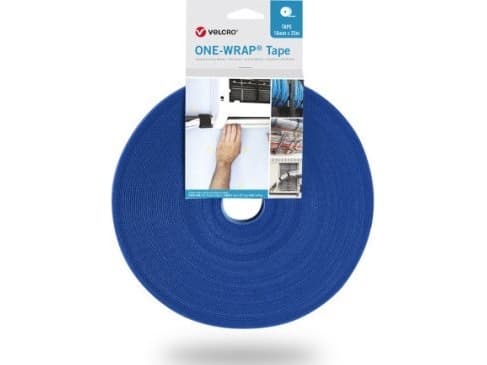 Borrelåsorgan VELCRO One Wrap tape, 10 mm bred, blå, 25 m