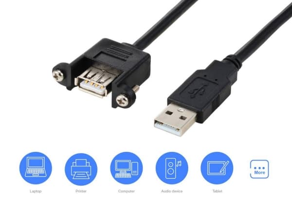 Renkforce RF-5720402, 0,25 m, USB A, USB A, USB 2.0, 0,48 Gbit/s, Svart