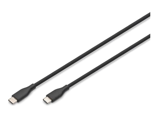 Digitus USB-C silicone connection cable, 0.5m, black, 0.5 m, USB C, USB C, USB 2.0, 0.48 Gbit/s, Black, White