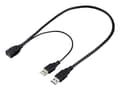 Pikkukuva 1 / 5: Renkforce USB-kaapeli USB 2.0 USB 2.0 USB-A urosliitin 50 cm Musta Punottu suoja RF-5719752