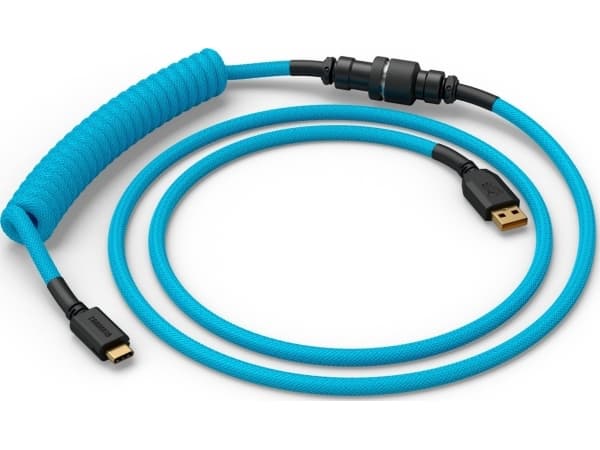 Glorious Glorious GMMK Coiled Cable Electric Blue, Spiralkabel, USB-C/USB-A - hellblau/schwarz