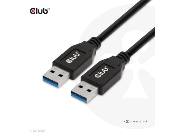 CLUB3D CAC-1409, 0,5 m, USB A, USB A, USB 3.2 Gen 2 (3.1 Gen 2), 10 Gbit/sek., Sort