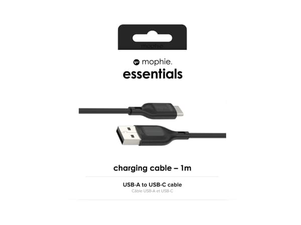 mophie essentials charging cables | 1M, 1 m, USB A, USB C, USB 2.0, Svart