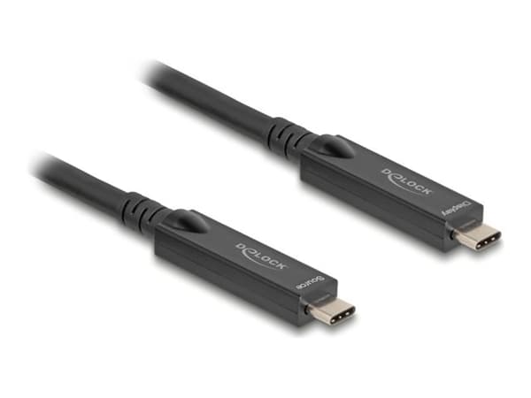 Delock - USB-kabel - 24 pin USB-C (hane) till 24 pin USB-C (hane) - USB 3.2 Gen 1 / DisplayPort 2.1 - 20 V - 3 A - 8 m - upp till 10 Gbps dataöverför
