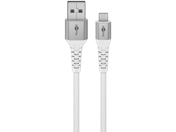 Goobay 74512, 2 m, Lightning, USB A, Hankontakt, Hankontakt, Vit
