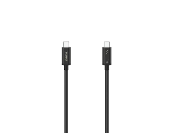 Hama USB-C, 0,5 m, USB C, USB C, Thunderbolt 3, 40 Gbit/s, Svart