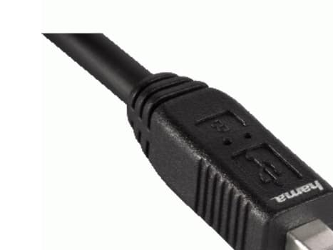 Hama USB 2.0 Cable USB-A Plug - mini USB-B Plug (B6M), 1.8m, 1,8 m, USB A, Mini-USB B, 0,48 Gbit/s, Svart