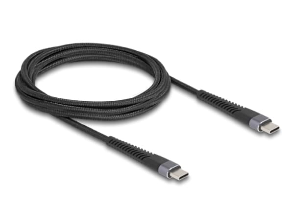 Delock - USB-kabel - 24 pin USB-C (hane) till 24 pin USB-C (hane) - USB 2.0 - 20 V - 3 A - 2 m - USB Power Delivery (60W), Stöd för Power Delivery 3.