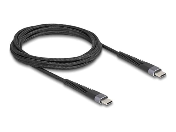 Delock - USB-kabel - 24 pin USB-C (hane) till 24 pin USB-C (hane) - USB 2.0 - 20 V - 3 A - 2 m - USB Power Delivery (60W), Stöd för Power Delivery 3.