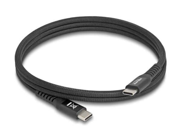 Delock - USB-kabel - 24 pin USB-C (hane) till 24 pin USB-C (hane) - USB 2.0 - 20 V - 3 A - 1 m - flätad kabel, magnetisk, Stöd för Power Delivery 3.0