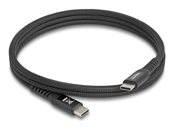 Delock - USB-kabel - 24 pin USB-C (hane) till 24 pin USB-C (hane) - USB 2.0 - 20 V - 3 A - 1 m - flätad kabel, magnetisk, Stöd för Power Delivery 3.0