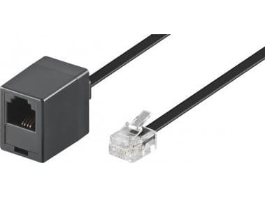 Goobay 15m RJ-11-kabel, 15 m, RJ-11 M, RJ-11 FM, Svart, Hankontakt, Honkontakt