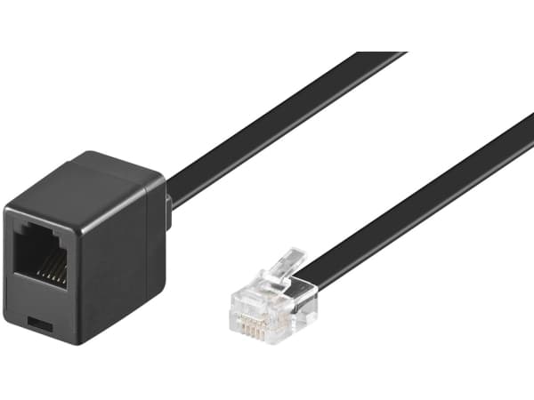 Goobay 68264, 6 m, RJ12 M, RJ12 FM, Svart, Hankontakt, Honkontakt