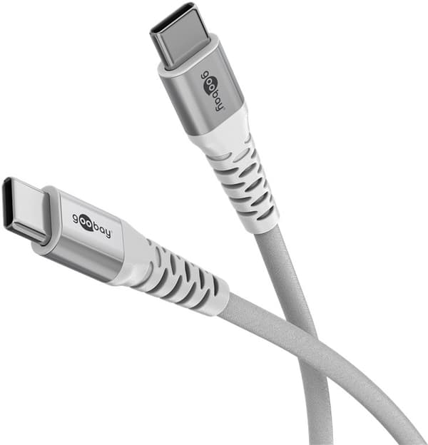 Goobay USB-C™ supermyk tekstilkabel med metallkontakter, 3 m, hvit Elegant og ekstra robust tilkoblingskabel for enheter med USB-C™-port