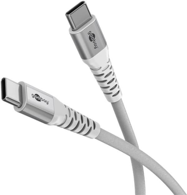 Goobay USB-C™ supermyk tekstilkabel med metallkontakter, 3 m, hvit Elegant og ekstra robust tilkoblingskabel for enheter med USB-C™-port