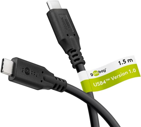 Goobay USB-C™-kabel, USB4™, 100 W, 40 Gbit/s, Power Delivery, 1,5 m USB-C™-kontakt > USB-C™-kontakt