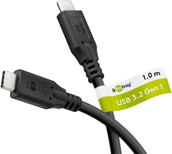 Goobay USB-C™-kabel, USB 3.2, 60 W, 5 Gbit/s, Power Delivery, 1 m USB-C™-kontakt > USB-C™-kontakt