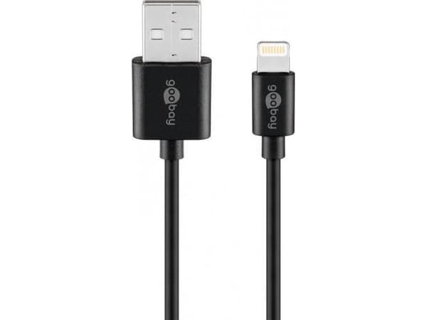 Goobay 72904, 0,5 m, Lightning, USB A, Hanstik, Hanstik, Svart