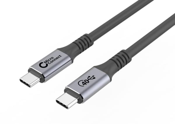 MicroConnect - USB-kabel - 24 pin USB-C (hane) rak till 24 pin USB-C (hane) rak - USB4 Gen3x2 - 20 V - 5 A - 25 cm - USB-strömförsörjning (100W), upp