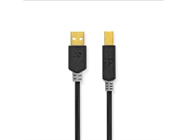 Nedis CCBW60100AT10, 1 m, USB A, USB B, USB 2.0, 0,48 Gbit/sek., antrasitt