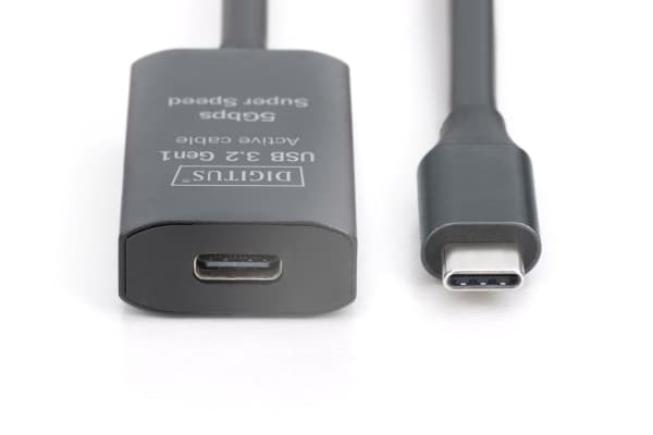 DIGITUS - USB-förlängningskabel - 24 pin USB-C (hane) till 24 pin USB-C (hona) - USB 3.1 - 5 V - 10 m - svart