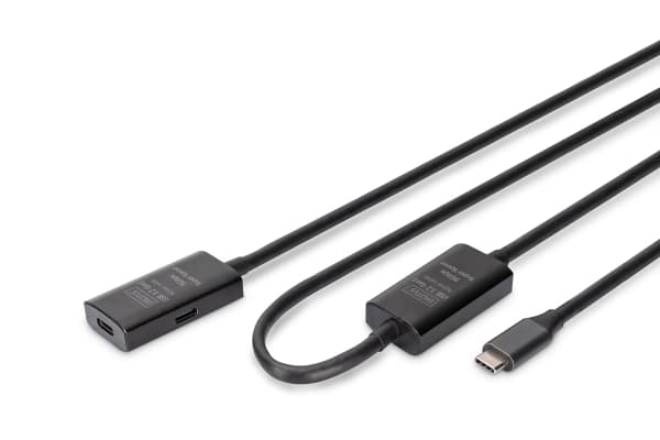 DIGITUS - USB-förlängningskabel - 24 pin USB-C (hane) till 24 pin USB-C (hona) - USB 3.1 - 5 V - 10 m - svart