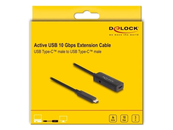 Delockin aktiivinen USB 10 Gbps -jatkojohto USB Type-C 3 m