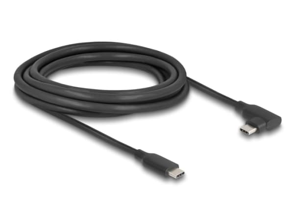 Delock - USB-kabel - 24 pin USB-C (hane) till 24 pin USB-C (hane) vänstervinklad - USB 3.2 Gen 2 - 3 A - 3 m - upp till 10 Gbps dataöverföringshastig