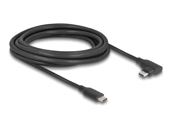Delock - USB-kabel - 24 pin USB-C (hane) till 24 pin USB-C (hane) vänstervinklad - USB 3.2 Gen 2 - 3 A - 3 m - upp till 10 Gbps dataöverföringshastig