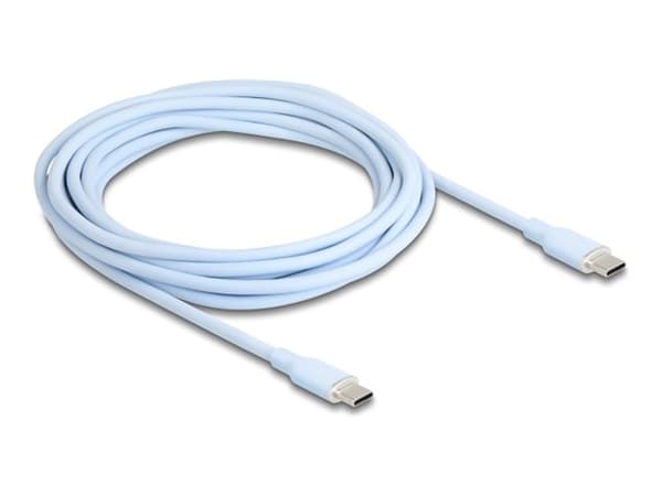 Delock USB 2.0 kaapeli USB Type-C Stecker zu Stecker PD 3.0 60 W 4 m blau Silikoni 60 W 4 m blau Silikoni