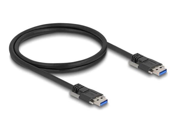 Delock - USB-kabel - USB typ A (hane) till USB typ A (hane) - 1 m - upp till 5 Gbps dataöverföringshastighet, 19 mm skruvavstånd, tumskruvar - svart