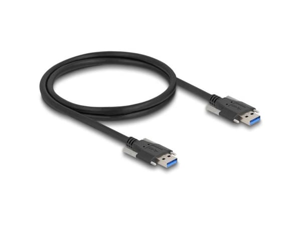 Delock USB 5 Gbps-kabel Type-A hann til Type-A hann med skrueavstand 22 mm 1 m svart