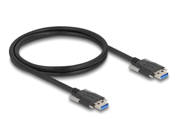 Delock USB 5 Gbps-kabel Type-A hann til Type-A hann med skrueavstand 22 mm 1 m svart