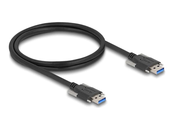 Delock USB 5 Gbps-kabel Type-A hann til Type-A hann med skrueavstand 22 mm 1 m svart