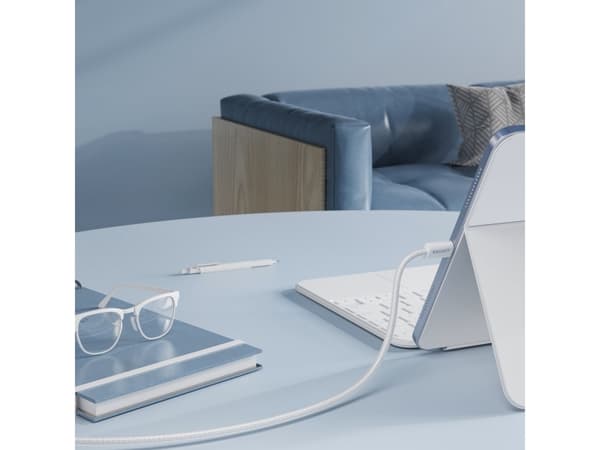 USB-kaapeli Unitek punottu magneettisesti kierretty USB C PD 100W valkoinen 1m