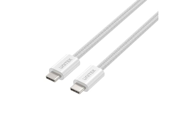 USB-kaapeli Unitek punottu magneettisesti kierretty USB C PD 100W valkoinen 1m