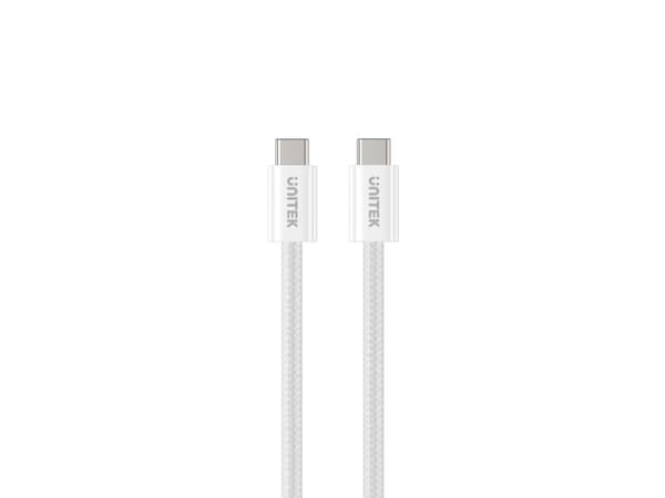 USB-kaapeli Unitek punottu magneettisesti kierretty USB C PD 100W valkoinen 1m