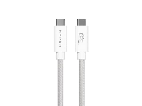 Hyper HyperDrive Next - USB-kaapeli - 24-nastainen USB-C (uros) - 24-nastainen USB-C (uros) - USB4 - 1,2 m - valkoinen - valkoinen
